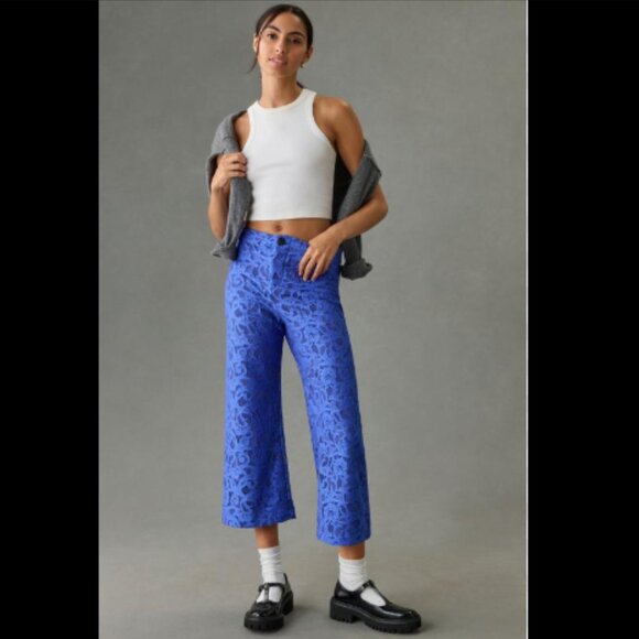 Brand New THE COLETTE LACE CROPPED WIDE-LEG PANTS BY MAEVE - Picture 8 of 11